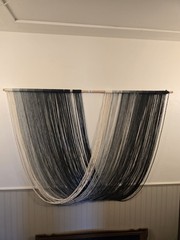 Flber Macrame Wall Hanging Large-Scale Dip-Dye Blue Bohemian Yarn Tapestry