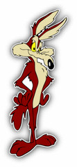 Wile E. Coyote Cartoon Hands Car Bumper Sticker Decal 3» x 1.26»