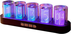 Imitation Nixie Tube Clock RGB Retro Desktop Cyberpunk Glow Clock Cyber Gift Des