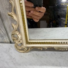 Vintage Rococo Ornate Scroll Vanity Mirror Cream Gold Tabletop Wall Mount 18×14