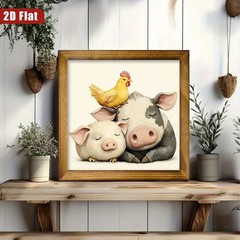 Gentle Farm Animal Trio Wooden Sign Rustic Frame Nursery Living Room Decor