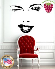 Wall Sticker Vinyl Decal Fashion Hot Charming Winking Girl Spa Hair Salon (z004)
