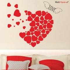 3D Rattan Flower Love Sticker for Wall Doors Living Room Bedroom Decal DIY Decor