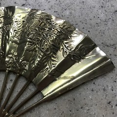 Solid Brass Phoenix Bird Fan Wall Decor 7” x 11.5″ Vintage Mid Century Modern