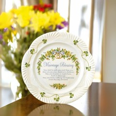 Belleek Marriage Blessing Plate – Fine Parian China Shamrock Decorative Plate –