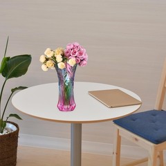 Multicolor Clear Glass Vases Wide Mouth Gradient Flower Vase for Bookshelf Di…