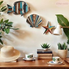 3PCS Wood Nautical Beach Wall Decor Wooden Hanging Coastal Wall Art Decor US