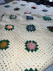 Absolutely STUNNING Handmade “3D” Multicolored Throw Blanket. Approx 63 X 66.