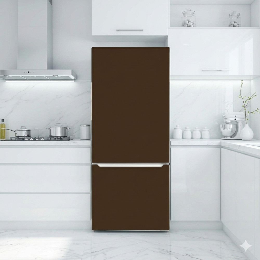 Brown Solid Color Modern Fridge Wrap Solid Color Refrigerator Skin
