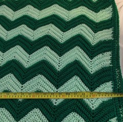 Handmade Green Chevron Crochet Sofa Throw Blanket 72 x 42in Acrylic Vintage