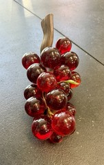 4 Vintage MCM Large Lucite Acrylic Grapes Cluster on Wood Stems (10”-14”)