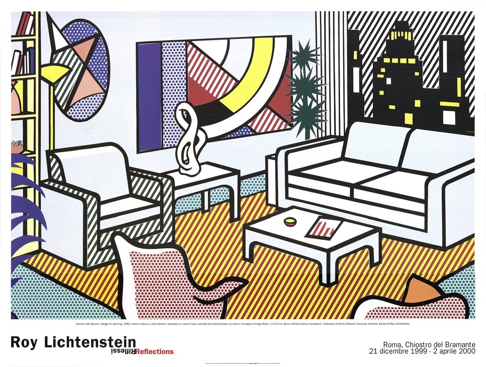 ROY LICHTENSTEIN Interior with Skyline, Collage for Painting 38.5″ x 51.25″ Post
