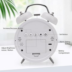Digital Small Alarm Clock, 4.5 Inch Double Bell Electronic LED Alarm Clock, P…