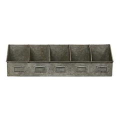 New Primitive Divided Organizer Aged Look Galvanized Metal 5 Sections 20.75″ L