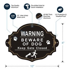 2 Pack Beware of Dog Signs for Fence, 10×8 inches Rust Free Aluminum Yard Sig…