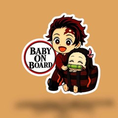 Cute Demon Slayer Baby on Board Decal | Funny Tanjiro & Nezuko Anime Car Sticker