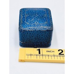 Antique Cobalt Blue Faux Shagreen Ring Box Gilt Filigree Velvet Interior Small