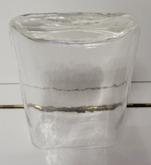 RECTANGULAR CLEAR GLASS VASE ROUNDED EDGES 6.25 BY 5.5 BY 3 INCHES