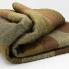TOFFEE STRIPED ALPACA WOOL BLANKET – 95×69 in | GOLD BROWN RUST GREY | QUEEN