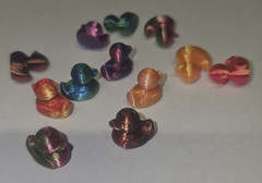 Assorted 3D Printed Mini Ducks Figurines, Shiny Gradient Color (12 pc Lot)