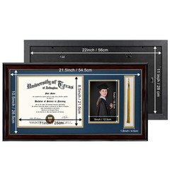 11×22 Mahogany Diploma Frame with Tassel Holder and Picture for 8.5×11 Certif…