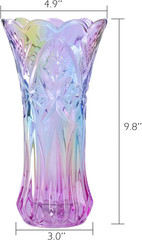 9 Inch Crystal Glass Colorful Vase for Centerpieces,Smoking, Flower Arrangements