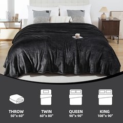 Fleece Throw Blanket for Couch Chair Sofa, Soft Warm Throw (50″ x 60″) Black
