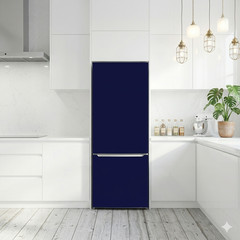 Dark Blue Solid Color Refrigerator Wrap Removable Vinyl Cover