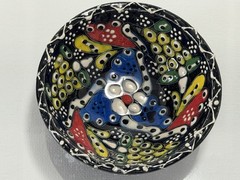 Vtg Turkish Hand Painted Small 3-1/8” x 1-3/8” Trinket Dish Condiment Bowl *EUC*
