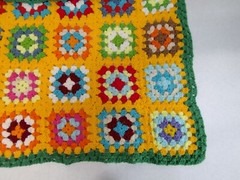 Afghan Multicolored Blanket Throw Crochet Granny Square Textured Homemade Chunky