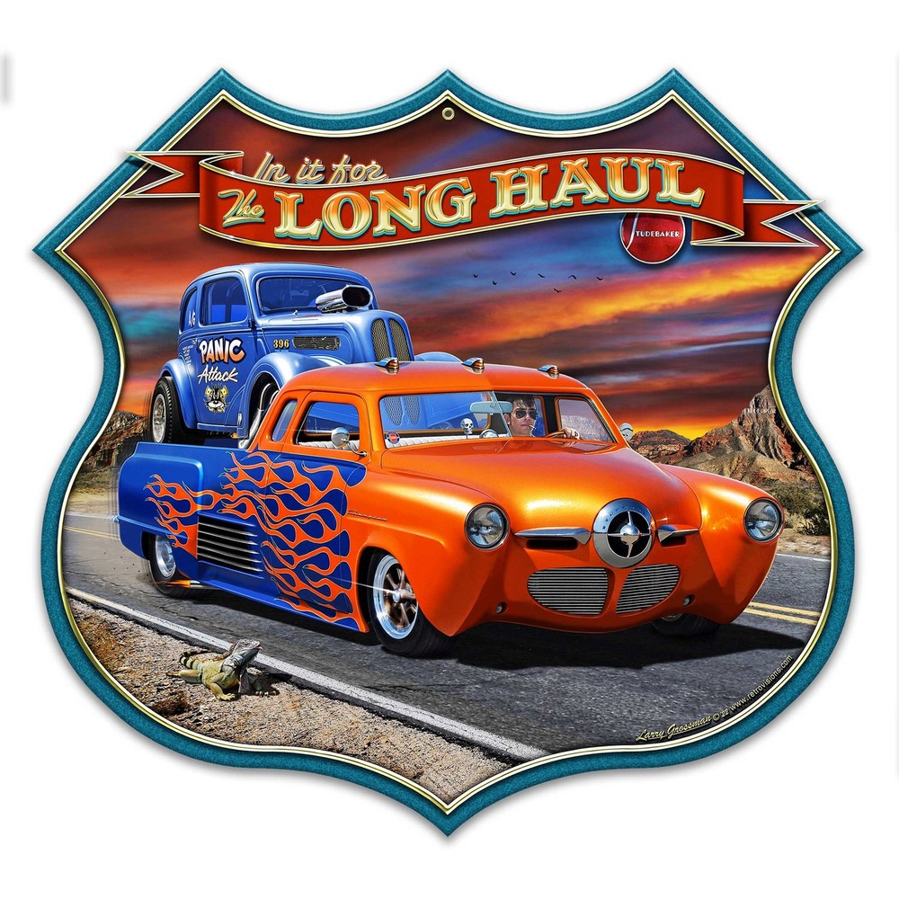 1949 Stude Long Haul Shield Metal Sign 18in X 17in Metal Sign