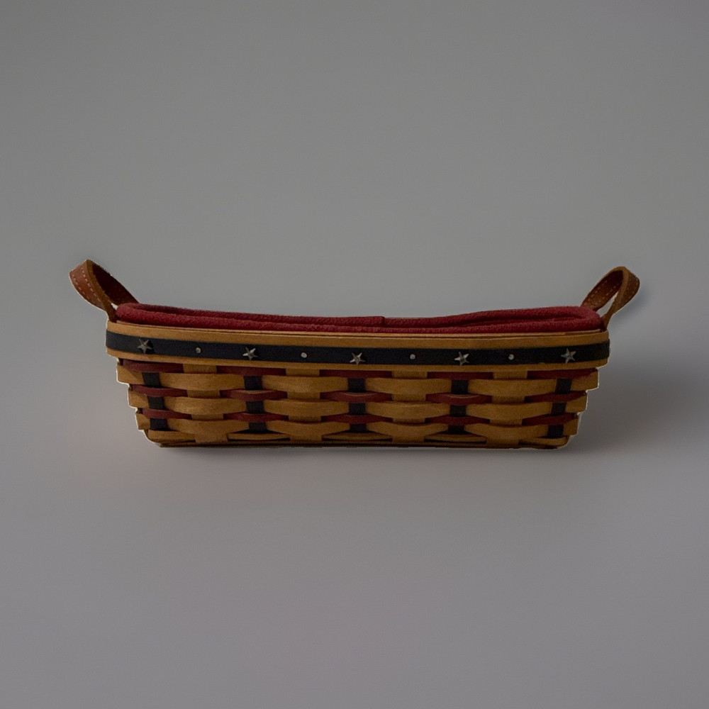 Longaberger Small Rectangular Basket w/ Handles & Americana Liner B4 2003