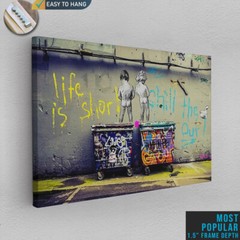 Banksy «Life Is Short Chill The Duck Out» Wall Art Canvas Print Framed Artwork