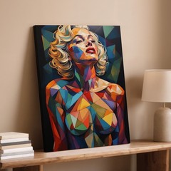 Abstract Geometric Female Portrait Canvas Wall Art Colorful Modern Body Print
