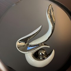 Modern Abstract Ceramic Sculpture White Silver Chrome Home Decor 8.3”x 5”