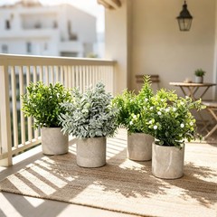 4 Pack Artificial Plants Office Bathroom Desk Decor Artificial Topiaries Flow…