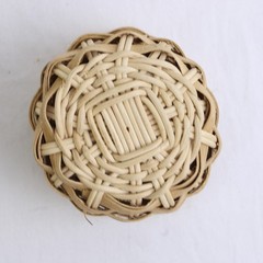 Handmade Solid Beige Color Mini/Small Oval Woven Baskets 2.25″ x 3.25″ x 3.25″