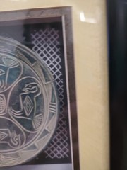 Framed with Matting & Glass ShadowBox Clay Plate Mayan/Aztec Design 8″Square