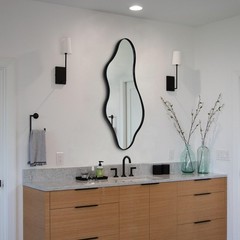 Irregular Wall Mirror, 40″x18″ Asymmetrical Mirror with Metal Frame, Modern O…