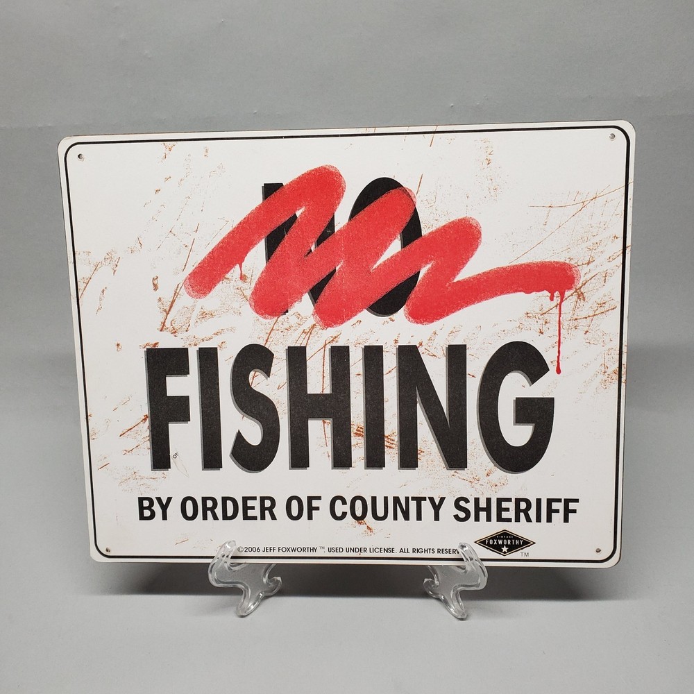 Vintage NEW Redneck No Fishing Wood Sign Jeff Foxworthy 12in x 9in NOS 2006