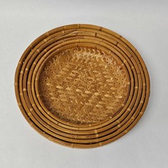 6 Woven Baskets Rattan Farmhouse Cottage Rustic Boho Round Nesting Basket Set