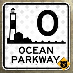 New York Ocean Parkway state route marker highway sign Long Island 16×16