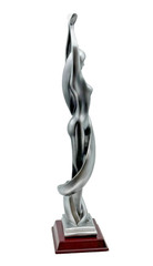 Yoga Sculpture Female Art Deco Silver Statue Modern Zen Decor Figurine Feminine