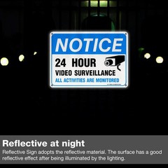 Video Surveillance Sign, All 10″x7″ – 2 pack, Blue Black On White Background