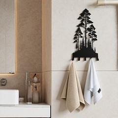 Key Holder Wall Mount with 5 Hooks Black Metal Key Rack – Natural Forest Design