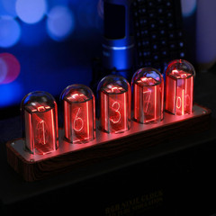 Nixie Tube Clock Walnut Digital Clock, Support Wi-Fi Time SYNC, Alarm & Timer, 1