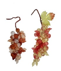 2 Vtg Lucite Beaded Grape Clusters Light Green & Pink – Amber & Clear 7″ & 6″