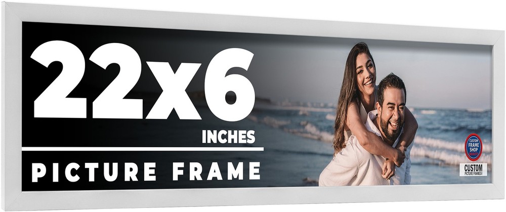 22×6 Frame White Real Wood Picture Frame Width 0.75 inches | Interior Frame Dept