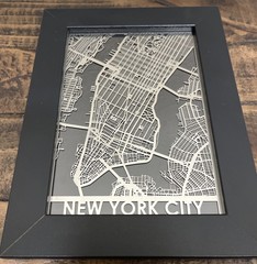 Laser Cut New York City Map Stainless Steel Framed Decor 9”x 7” by CityMaps