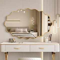 Dorlicecass Oval Wavy Mirror – Irregular Wall Mirror 22″x30″ Gold Asymmetrical A